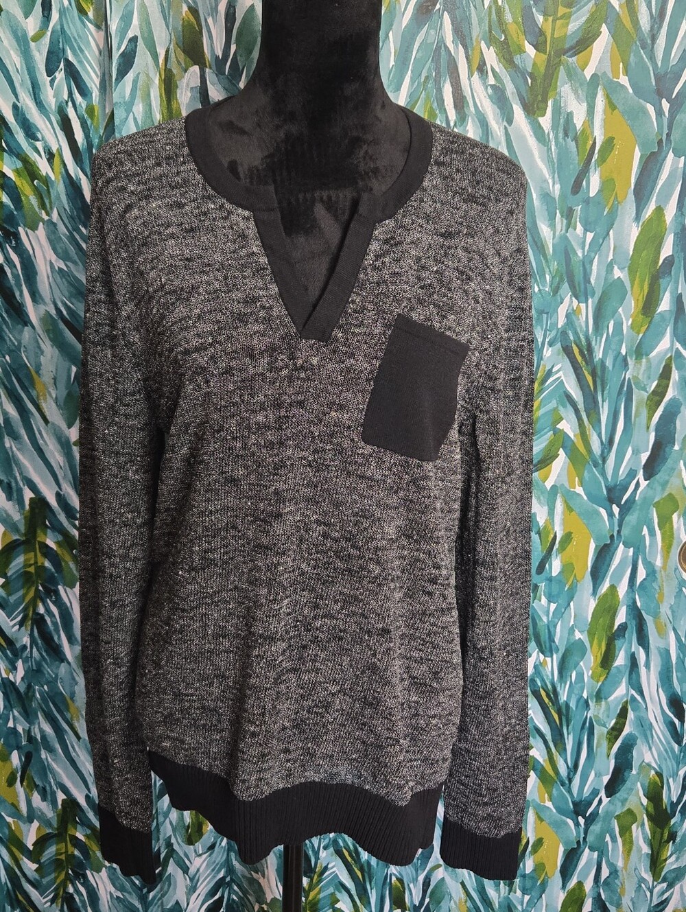 NWT Armani Exchange Metallic Black and Silver Knit